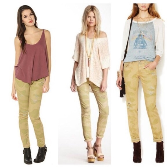 Free People Distressed Camo Skinnies - Picture 3 of 3